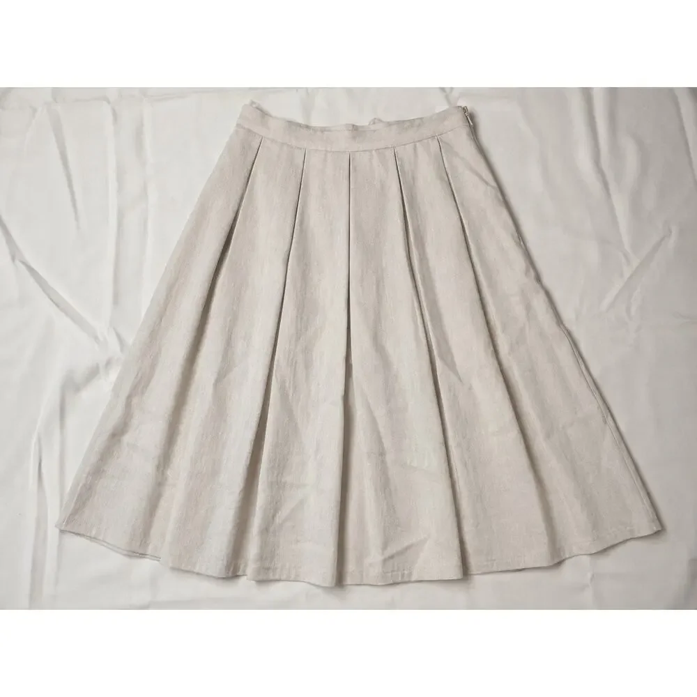 Tulip B Women's Light Beige Pleated Midi Skirt NWT Small - Picture 4 of 6